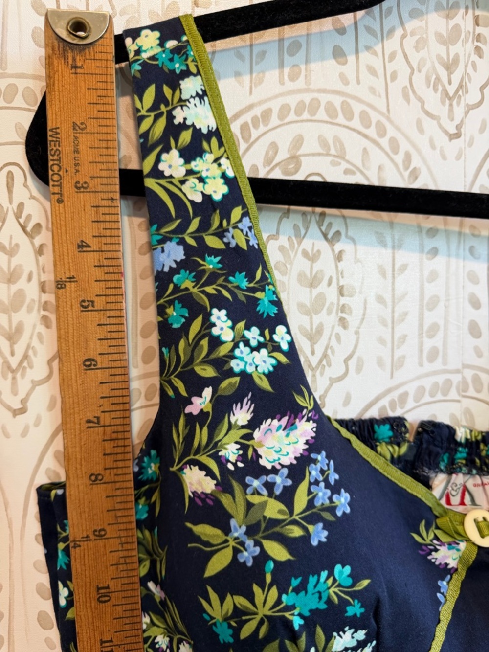 Vintage Y2K Size 14 Navy Green Floral Dress - R&K Originals 97% Cotton - Picture 7 of 8